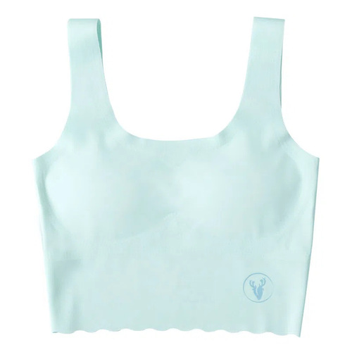 Developmental period student girl underwear seamless ice silk anti-protrusion point girl bra sports back long-sleeved second and third grade 