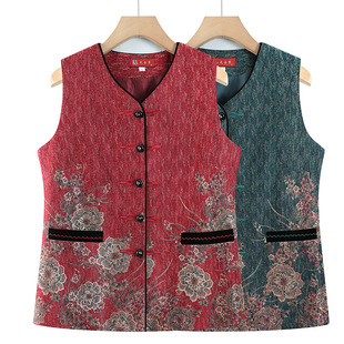 Grandma's New Vest for Middle-aged and Elderly People Vest for Grandma's Spring and Autumn Wear Thin Sleeveless Coat Old Lady's Thick Waistcoat