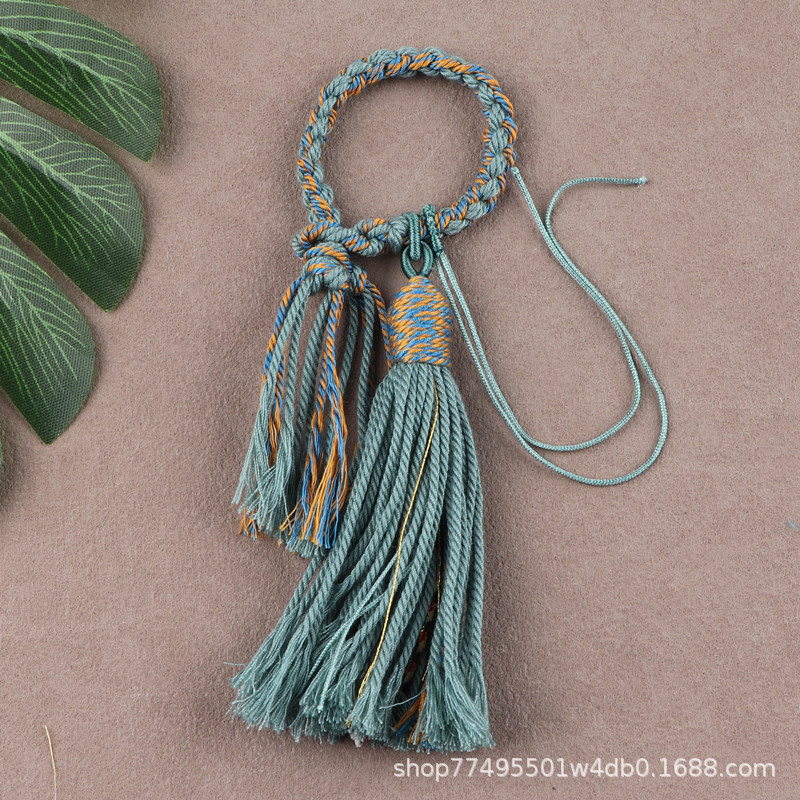 Xizang-Style Floral Cotton Thread Corn Knot Tassel DIY Accessories Linen Versatile String Tassel Bag Keychain