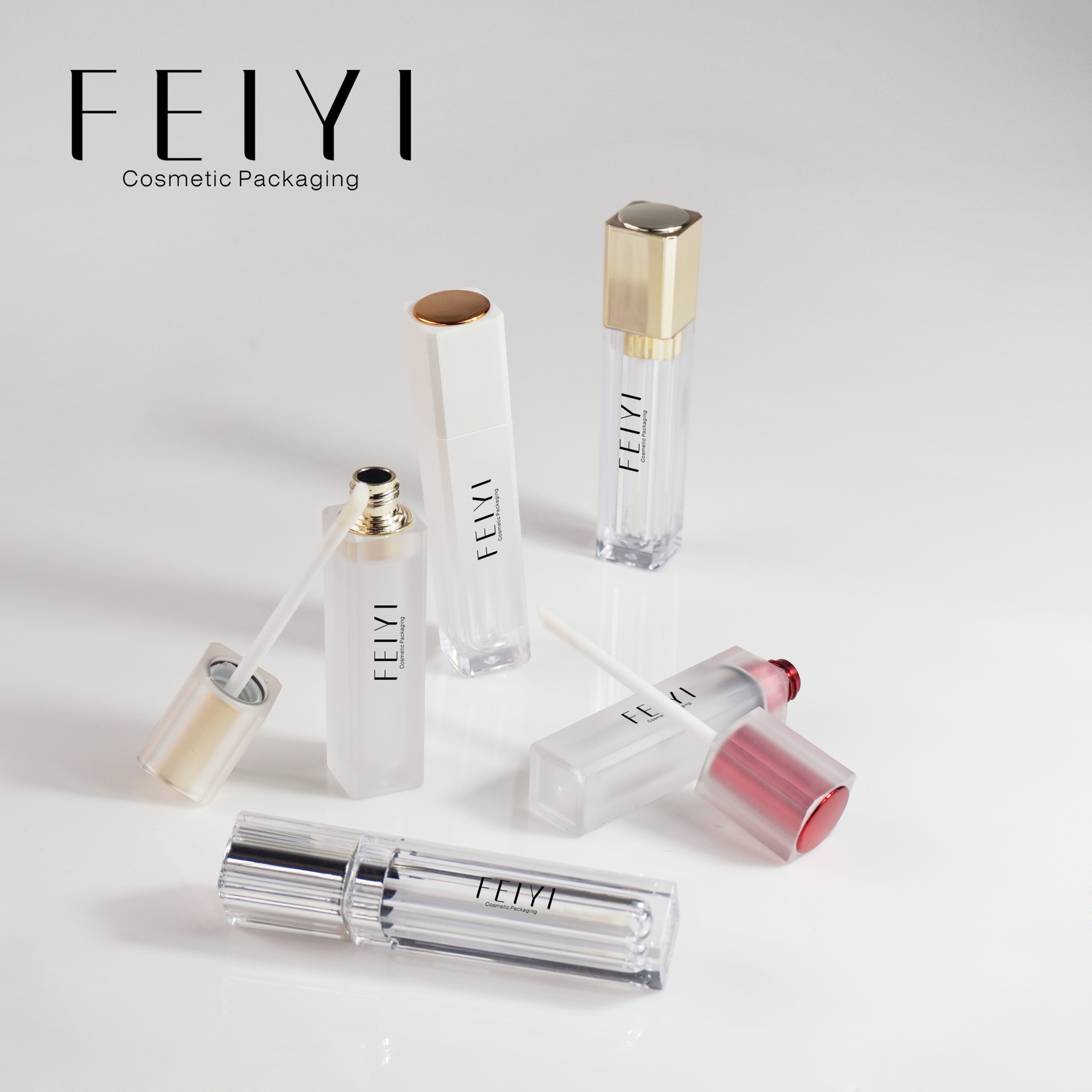 现货厂家批发 厚壁唇彩空管彩妆包材 双层盖透明方形唇釉管M4201