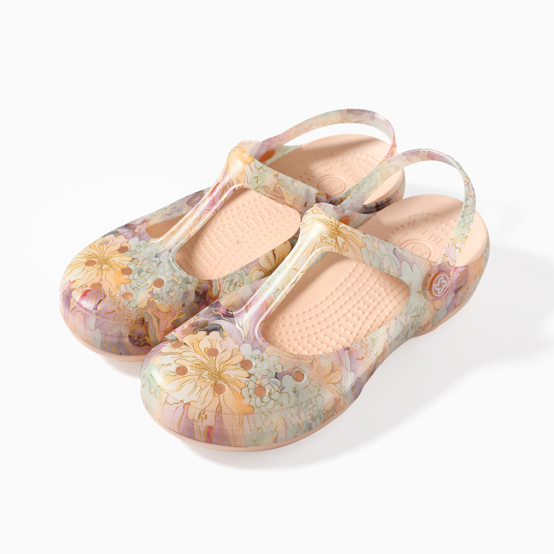 Crocs Flat Sandals Veblen Same Style Women's Summer Outdoor Slippers Non-Slip Soft Sole Beach Shoes