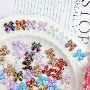 Hot Sale Electroplated Bow Nail Art Jewelry Aurora Magic Ribbon Wear Armor Decoration DIY Handmade Jewelry Accessories