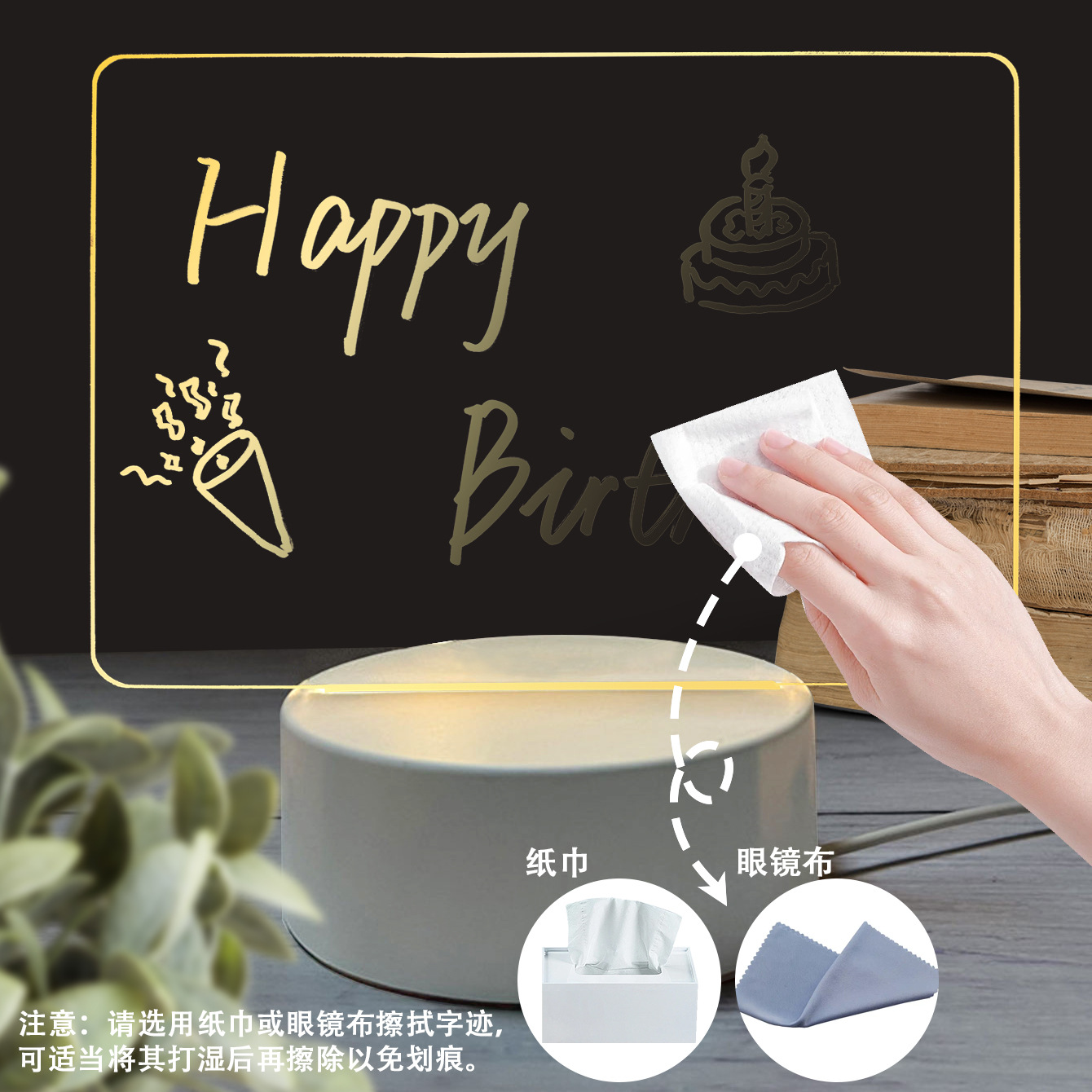 Lámpara de Noche 3D Creativa, Tablero de Mensajes DIY, Pequeña Lámpara de Mesa, Adorno de Regalo para Oficina, Dormitorio, Encimera, Lámpara LED