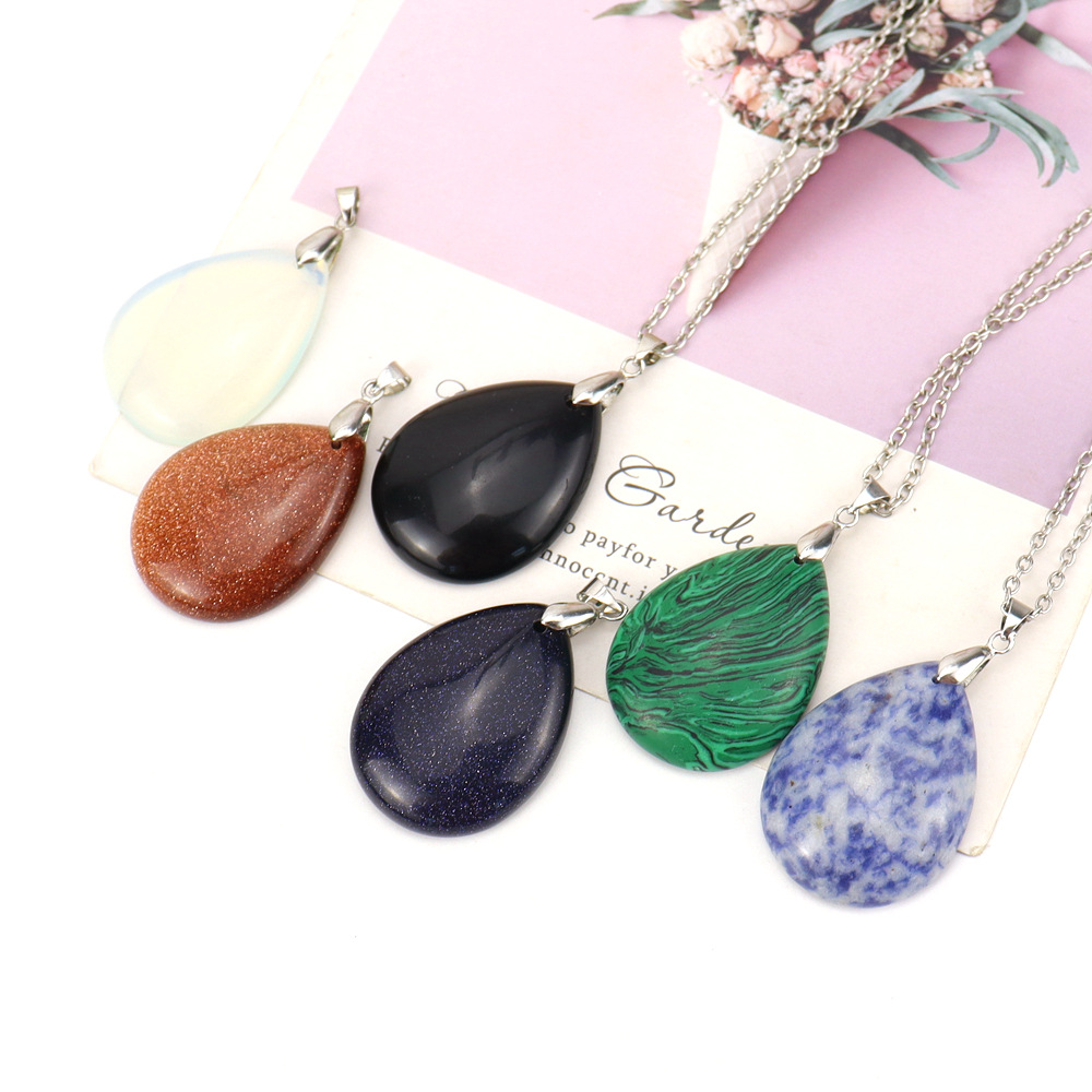 Fashion Water Droplets natural stone Handmade Pendant Necklace 1 Piece