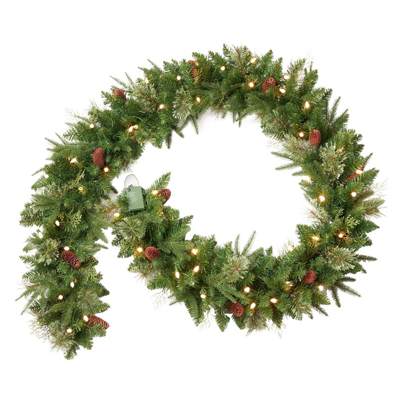 クリスマス赤果松果クリスマス藤条180cm/2.7メートル暗号化ランプ付きクリスマス装飾藤条門藤門飾り