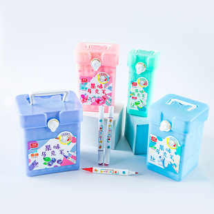 M288 Fruit Flavor Mark Pen Color Boxed Mark Pen Lock Handle Design Double Head Children's Art Painting Material