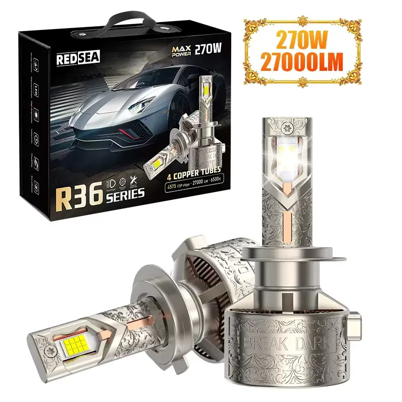 私模270W四铜管汽车led大灯泡超亮强光h7车灯h4远近一体汽车大灯