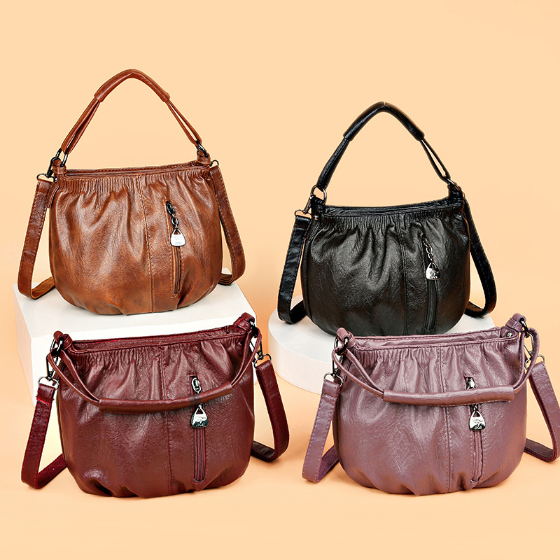 Bolso plisado exclusivo transfronterizo para mujer, bolso de mano tipo bandolera de un solo hombro, retro, para mamá, novedad de 2024