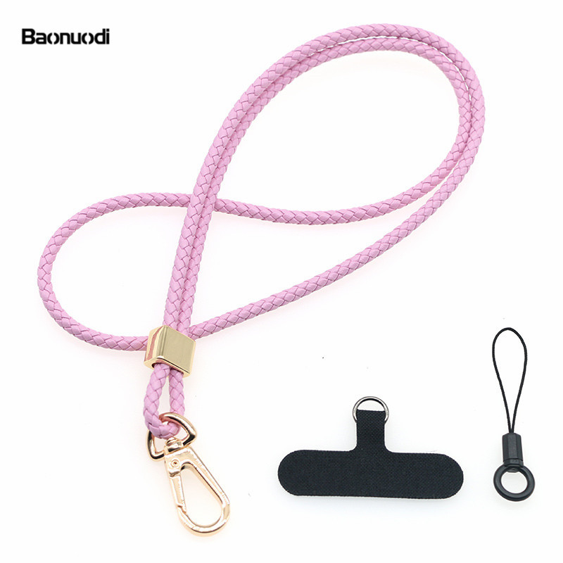 5MM de piel de oveja tejida junta de cordón de teléfono móvil de piel de vaca clip de teléfono móvil correa de la Cámara cuerda anti-perdido crossbody cuello cuerda