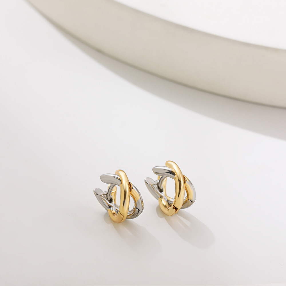 Copper Ear Needle Material 18K Real Gold Plated Plating Material Fashion Geometric Plating Titanium Steel No Inlaid Stud Earrings