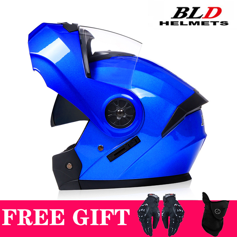 Motosiklet kaskı (dəbilqə) — Motuoche Electric Vehicle Helmet - blue-transparent-visor-gift-mask-gloves-s55-56