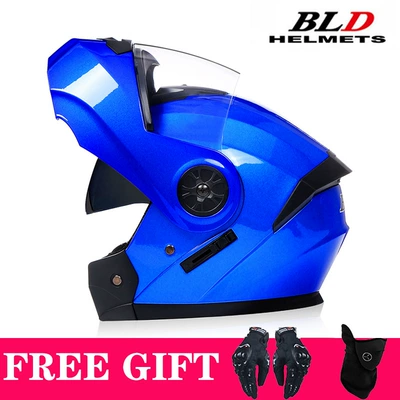 Motosiklet kaskı (dəbilqə) — Wholesale Motorcycle Full-Face Helmets, Electric - blue-transparent-lens-comes-with-mask-gloves-s55-56