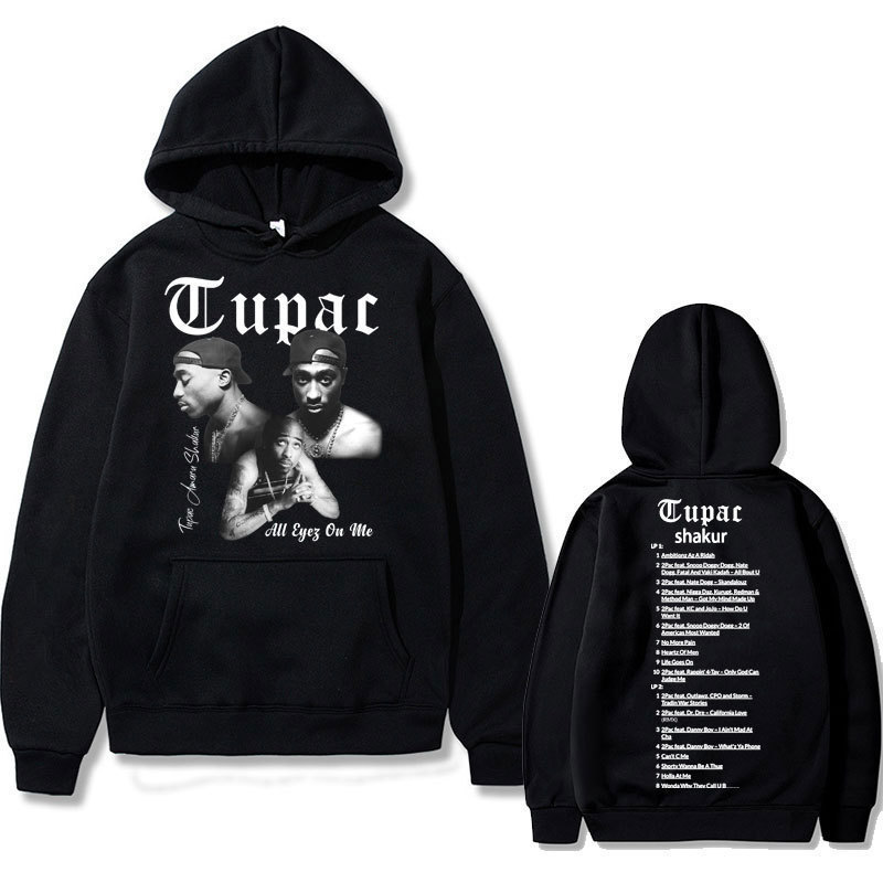 2026 Amazon Cross-Border Rapper Tupac 2Pac Hip-Hop Hoodie Men's Fashion Loose Fit