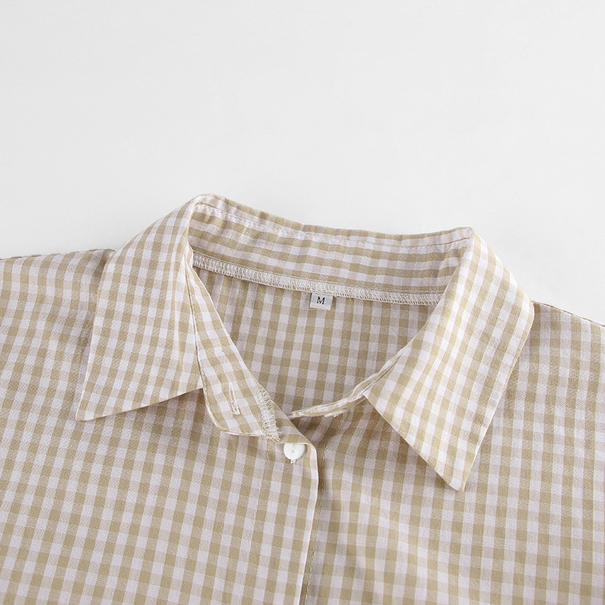Otoño nuevo estilo europeo y americano de manga larga con volantes pantalones cortos a cuadros pijamas para mujer algodón puro suelto casual servicio a domicilio transfronterizo
