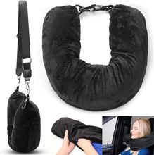 跨境热卖可填充旅行颈枕套收纳袋便携防爆拉链包飞机靠枕填充衣物