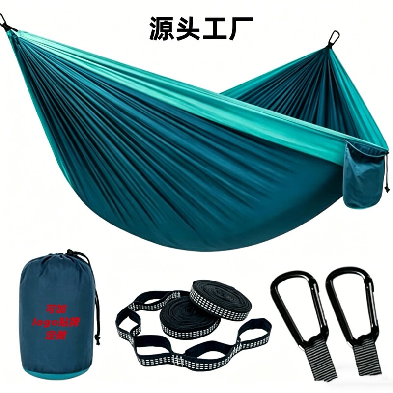 Cross-border best-selling outdoor mosquito net hammock made of nylon parachute fabric, suitable for camping, single or double person nylon parachute hammock Cross-border best-selling outdoor mosquito net hammock made of nylon parachute fabric, suitable for camping, single or double person nylon parachute hammock