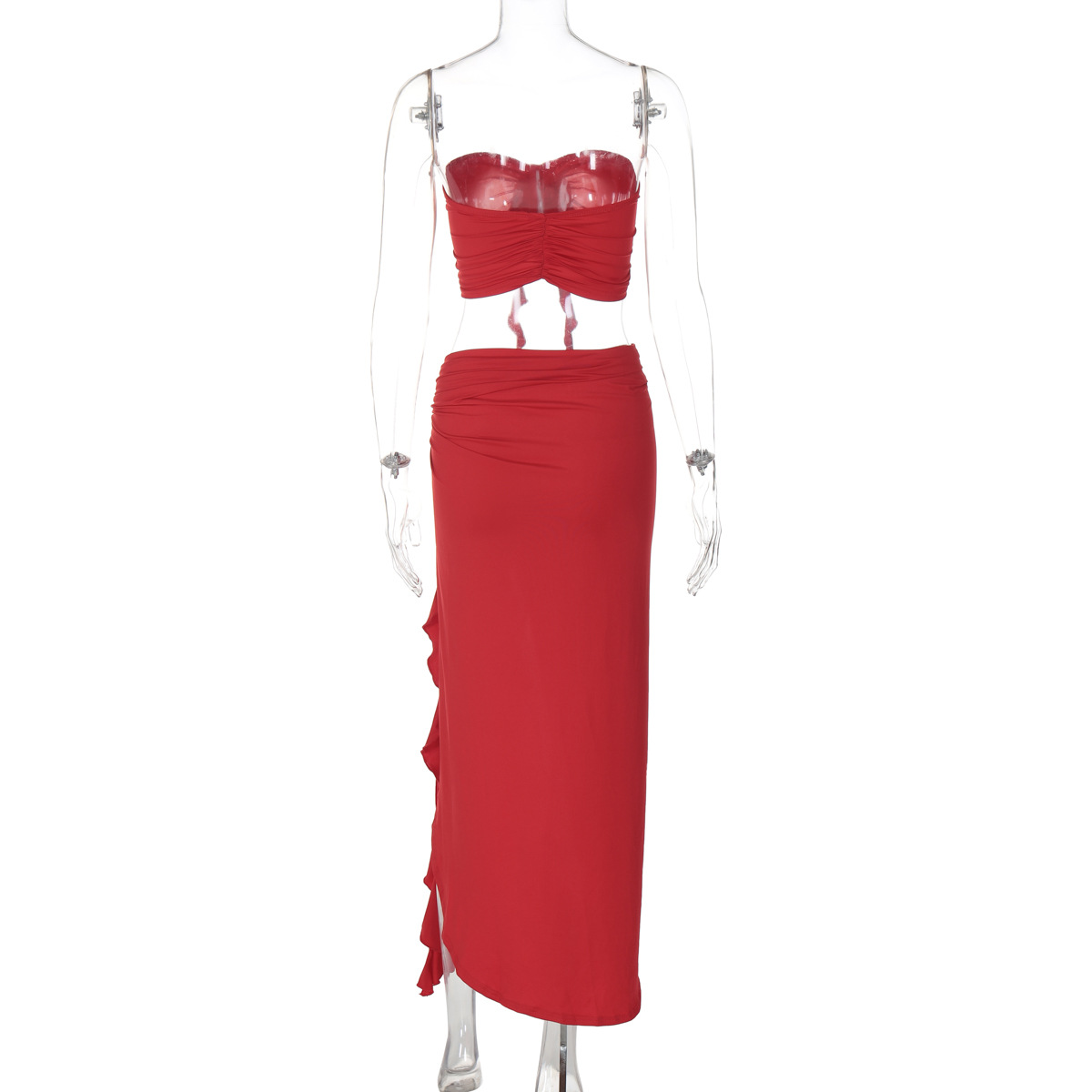 282g Weight Sleeveless Sleeve Length Spandex, Polyester, Milk Fiber Fabric Type High Waist Waist Line Regular Top Length Skirt Co-ord Set Sets Type 2 Pieces Set Quantity Prom Occasion Strapless Neckline Slim Fit Type Flower Pattern Summer Season Sexy Style Asymmetrical Craft Prom Women's Sexy Flower Spandex Polyester Milk Fiber Skirt Co-ord Set Skirt Sets 15