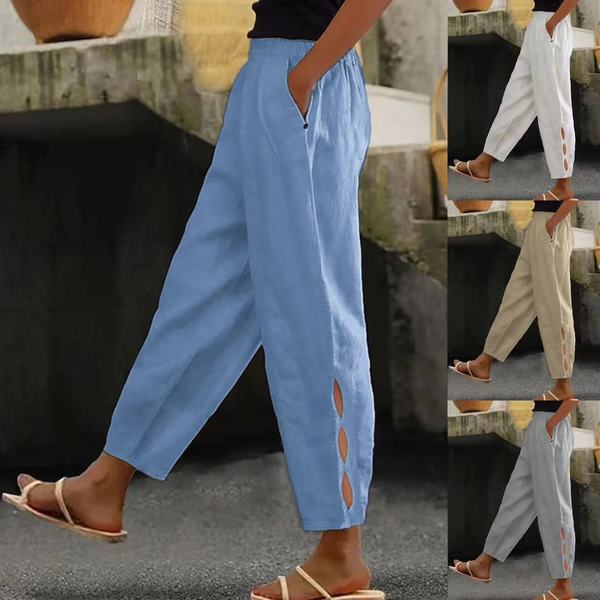autumn solid color trousers for leisure