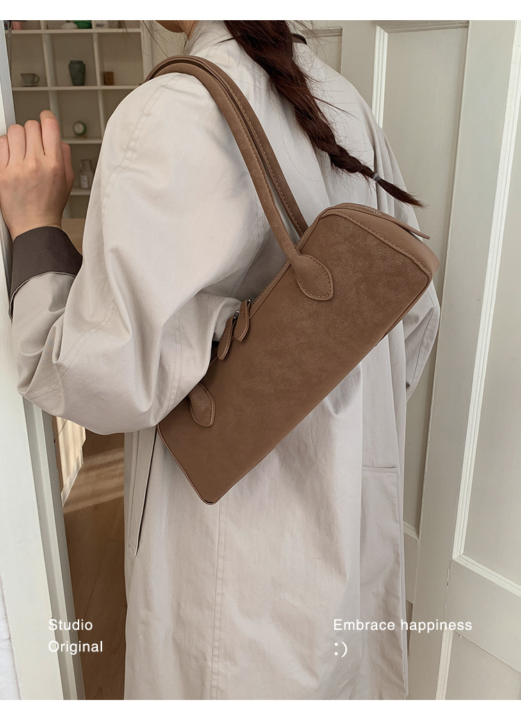 Große Schultertasche Aus Wildleder Für Damen Retro Matte Optik_voghion.com