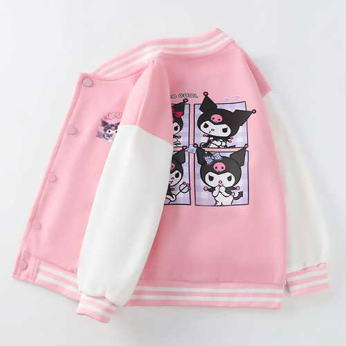 Girls Spring Kuromi Children's Clothing Baby Korean Jackets Primary School Casual Baseball Uniforms Large Children's Printed Tops