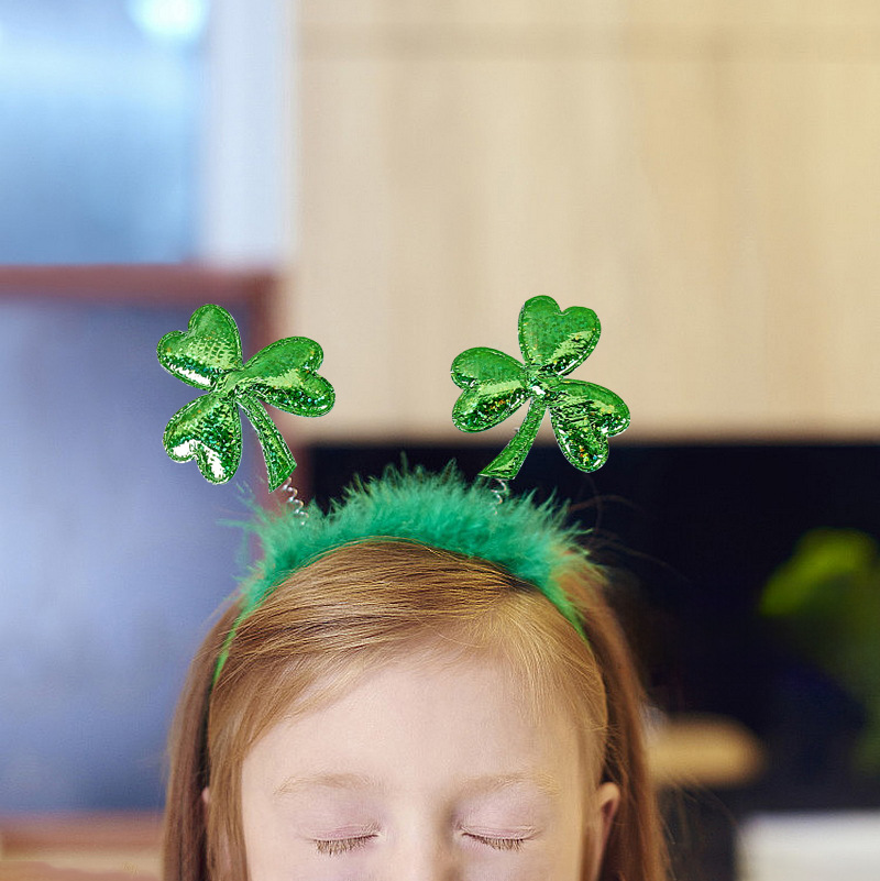 Día de San Patricio tema trébol tocado de cabeza irlandés fiesta de cerveza gafas decorativas de trébol