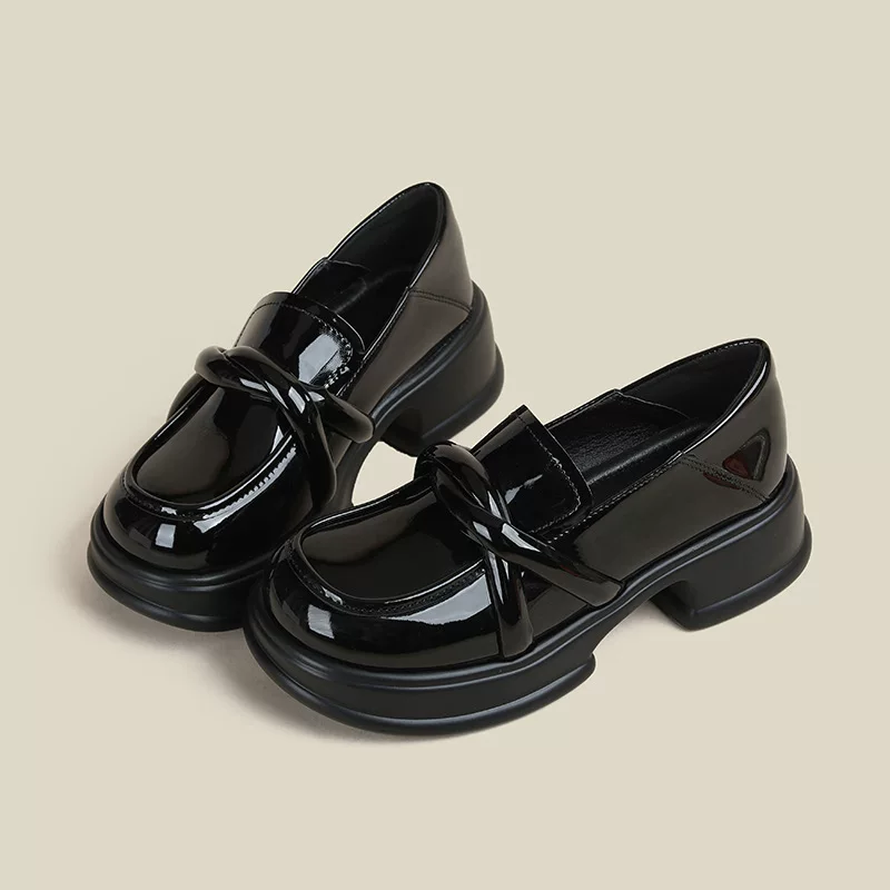 Loafers English style, shoes platform, footwear for leather shoes, 2024 years, Korean style, British style