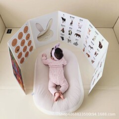 韩国同款宝宝屏风书婴儿童游戏围栏彩色认知卡数字动物早教卡片