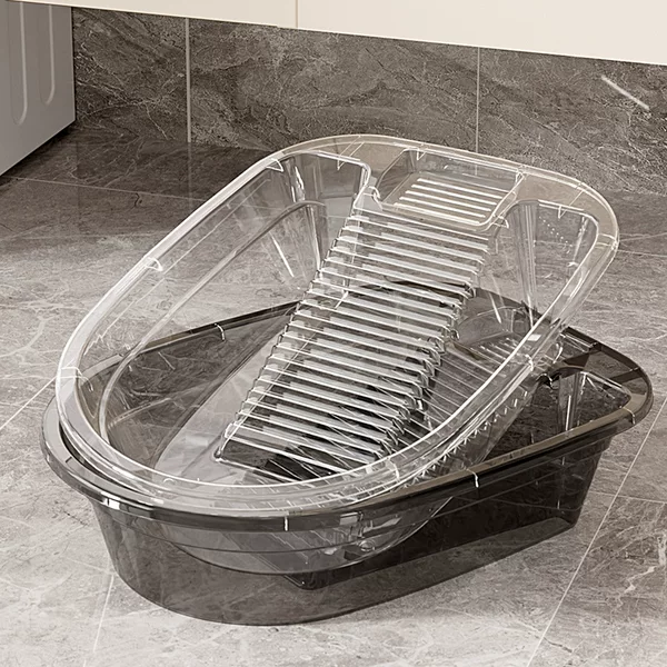 Household Transparent Thickeneded and Deepened Large Laundry Basin Student Dormitory Integrated Plastic Basin with Washboard Laundry Bucket