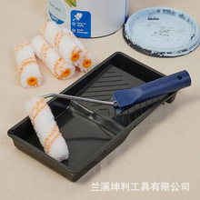 亚马逊热卖 4英寸中毛油漆工具7件套装 便携式油漆盘 滚筒 毛套