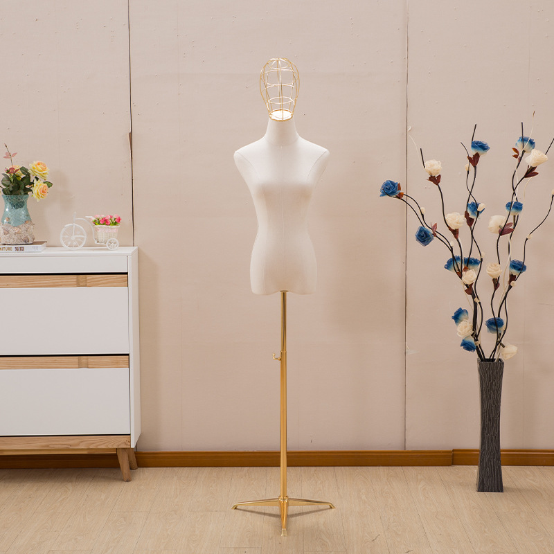 Modelo accesorios mujer medio-longitud tienda de ropa ventana molde marco galvanoplastia base de hierro de oro cabeza de alambre de pie modelo marco maniquí
