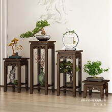 中式玄关架入户正对门置物架落地端景台客厅装饰放花凳子花架边几