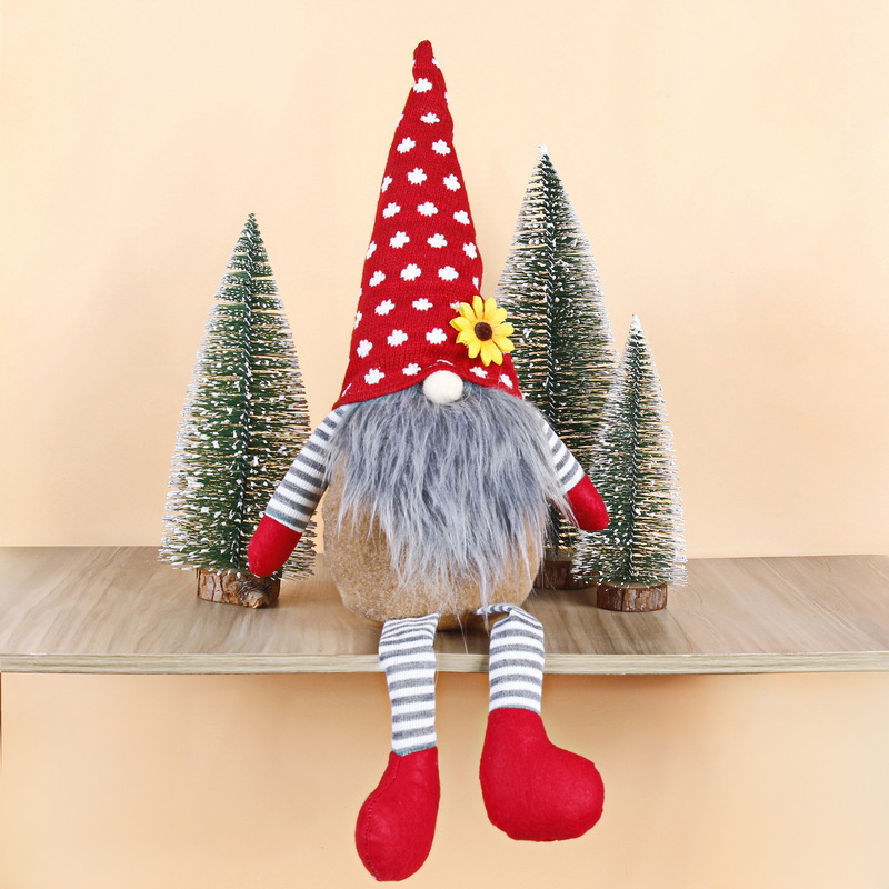 Nueva Navidad transfronteriza Muñeca Rudolph Decoraciones navideñas Gorra puntiaguda sin rostro Piernas colgantes Adornos de muñecas enanas