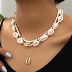 新しいボヘミアン風ビーズネックレスファッション多層ビーズネックレス女性ビーチ貝殻ネックレス