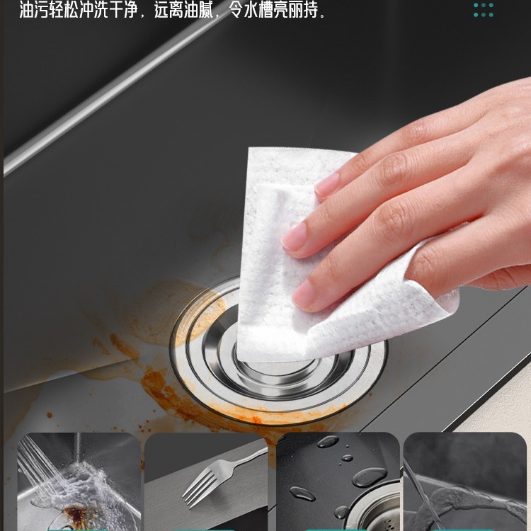 Cocina 304 fregadero de acero inoxidable tanque único engrosado a mano bajo la mesa lavabo de verduras doméstico nano negro gran lavabo