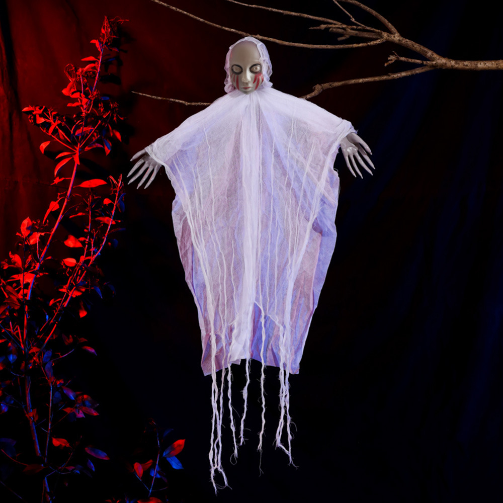 Accesorios de decoración de Halloween Muñeca sangrante Ropa blanca Fantasma femenino Terror Colgando Fantasma Casa encantada Fiesta Festival de fantasmas Suministros