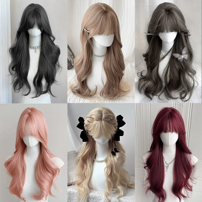 Wig Women's Daily Full Headgear Collection Autum New Style with Bangs and Big Waves Lolita Full Head Artificial Hair Cover