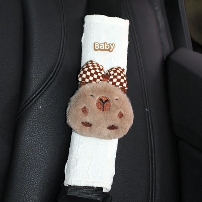 Seat belt shoulder pad — Car Seat Belt Shoulder Cover - bow-front-capibala-1-puff-shoulder-pad