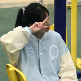 亚马逊跨境秋季棒球服短外套女2021新款奶蓝色宽松上衣学生潮