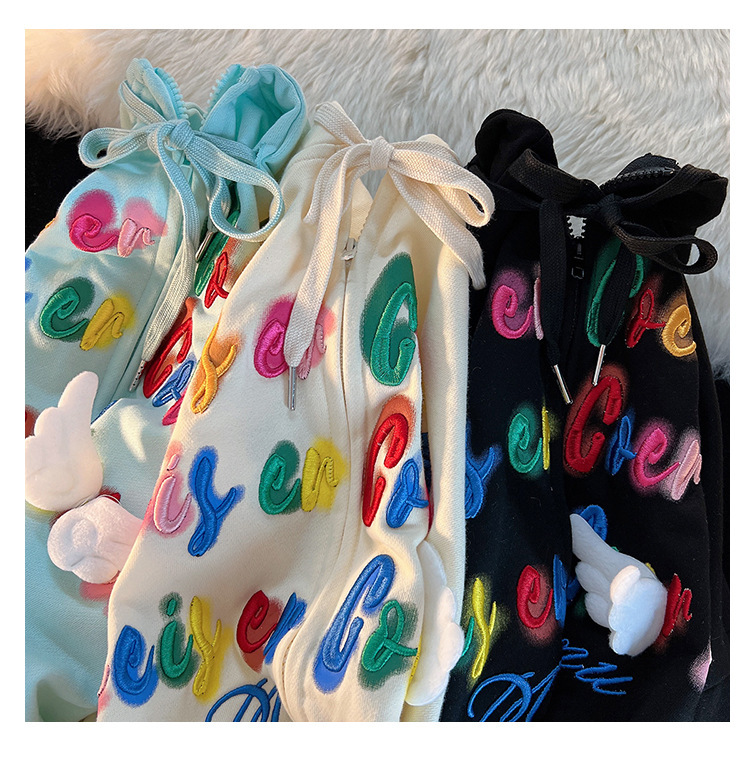 Letter Stickers Loose Couple Pullover Top Image 3