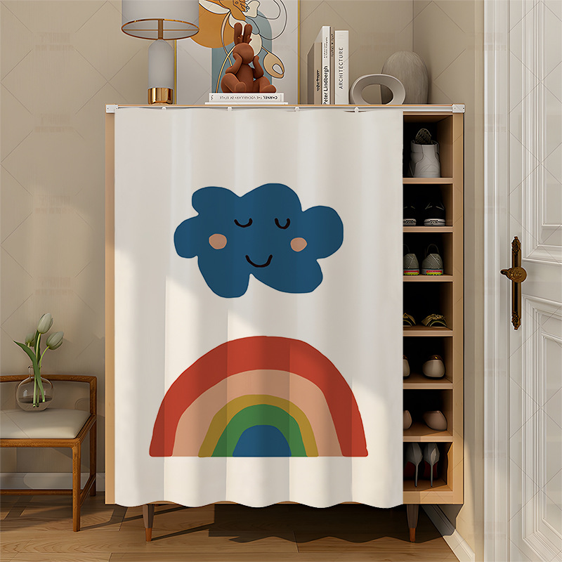 Homestay Cream Healing Bathroom Cabinet Shelter Curtain Locker = Ugly Curtain Shelf Shoe Cabinet Dust Curtain