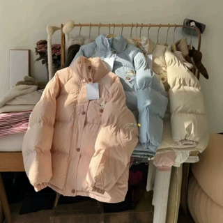 新款冬季韩版百搭时尚初中生高中生棉衣休闲女款冬季棉服宽松短款