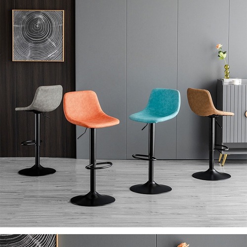 Bar chair lifting and rotating backrest stool light luxury home fashion front desk bar chair iron high-leg modern simple