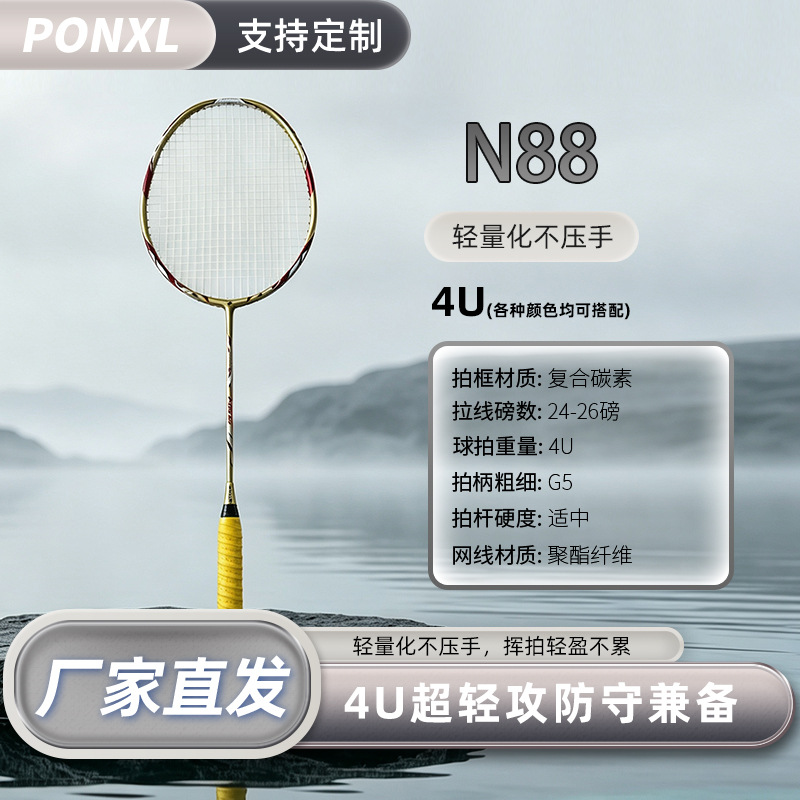 WEISITE Composite Carbon Badminton Racket for Teenagers, Ultra-Lightweight, Durable, All-Purpose Training Racket for Beginners