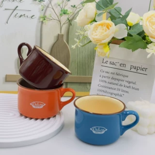 跨境小号仿搪瓷陶瓷杯可定制logo简约款马克杯商务礼品咖啡杯源头
