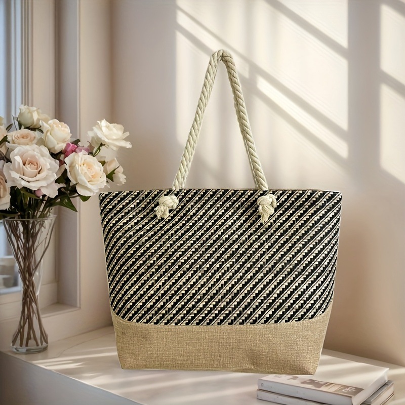 Bolsa de algodón blanco y negro de tela