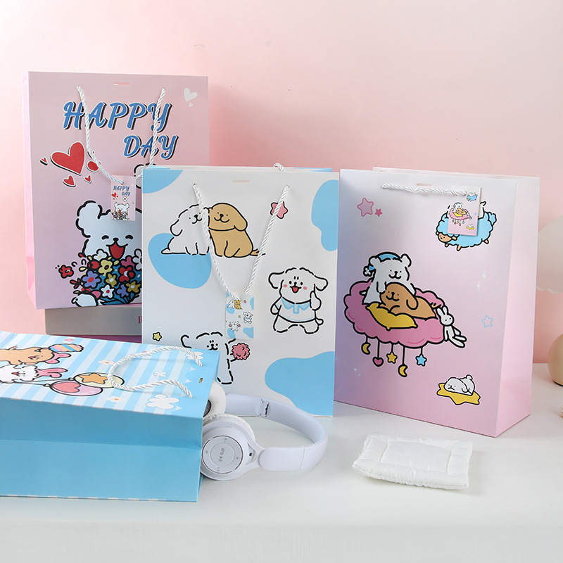 Bolsas de regalo de perros curvas bolsas de dibujos animados bolsas de estudiantes bolsas de mano bolsas de regalo de mano bolsas de caja de regalo