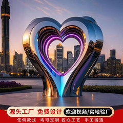 户外爱心不锈钢雕塑定制镂空发光七夕打卡摆件城市广场景观大雕塑