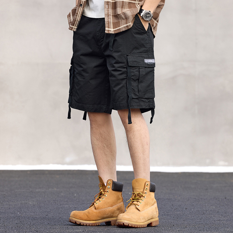 2025 New Summer American Heavyweight Retro Cargo Shorts Men's Ins Trend Large Size Casual Five-Point Pants for Men