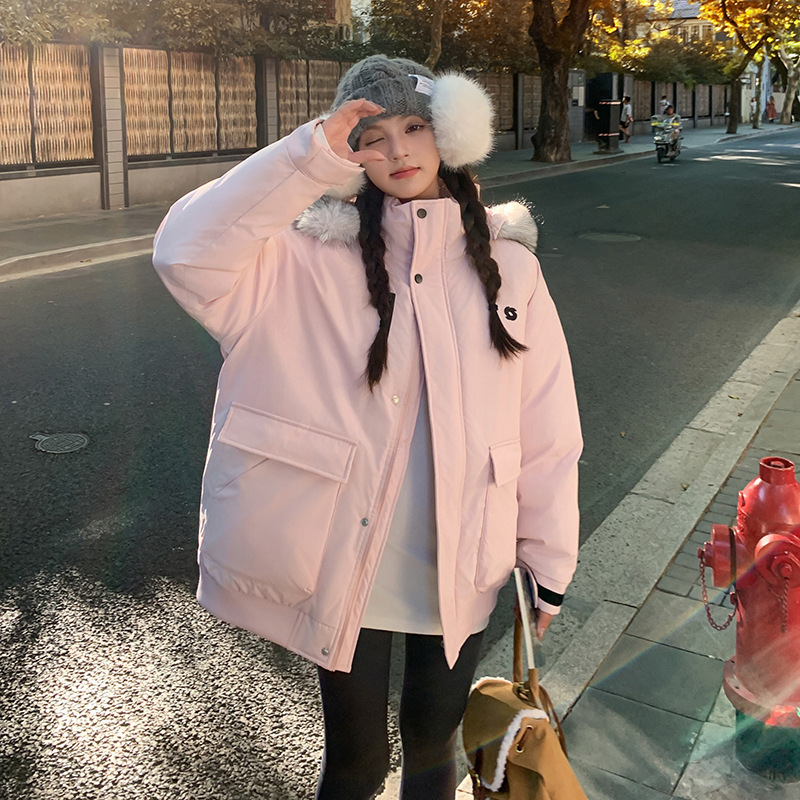棉服女冬季2025新款大毛领韩ins情侣版宽松工装棉衣加厚棉袄外套|undefined