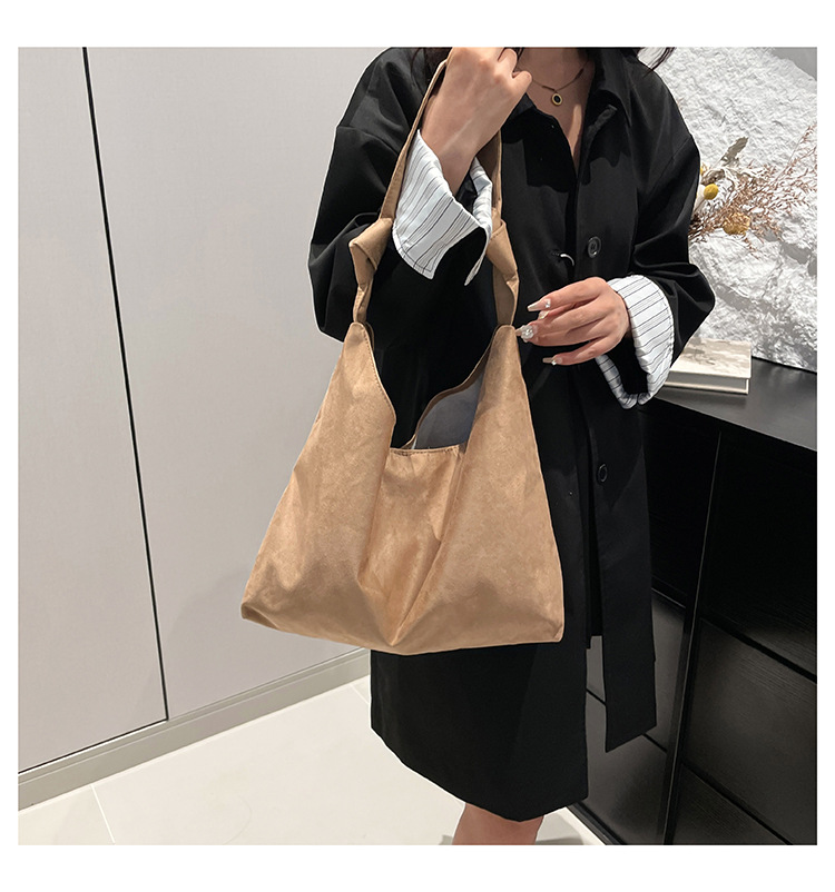 Cross-border suede large bag for women 2024 New style fashionable retro frosted tote bag for autumn and winter work and commuting bucket bag undefined